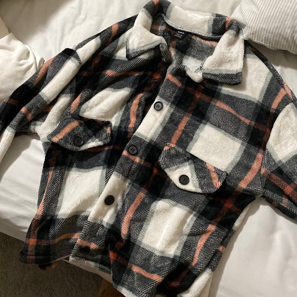 Brand new shein fluffy plaid